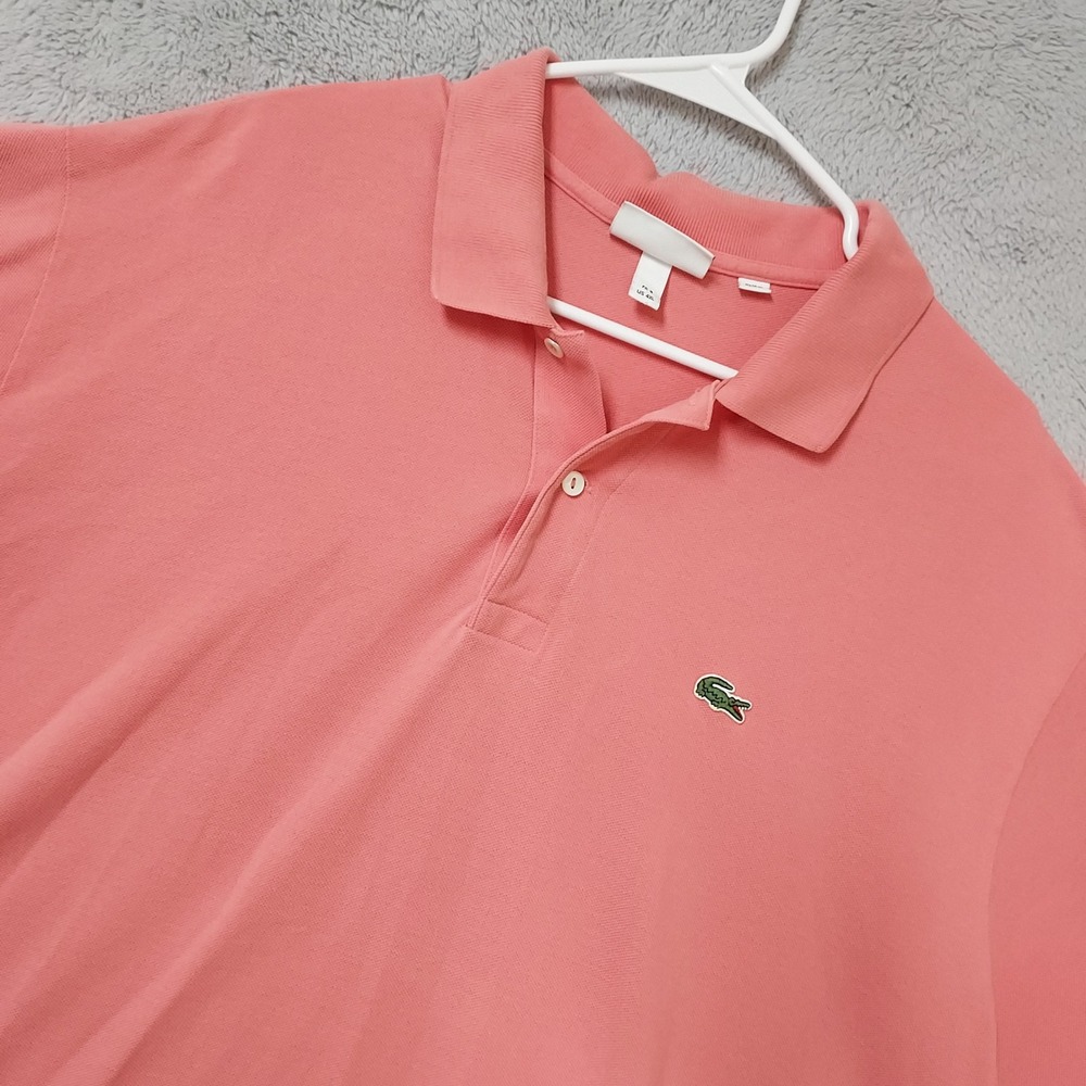 Lacoste Polo Shirt Mens 4XL Size 9 Classic Fit Pique Short Sleeve Pink Tennis